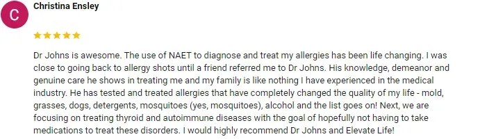 Integrative Medicine Annapolis MD Christina Ensley Screenshot Testimonial